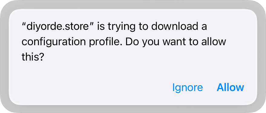 Safari asking permission to download the profile