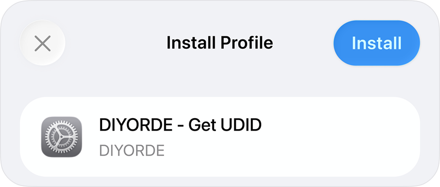 The Install Profile screen